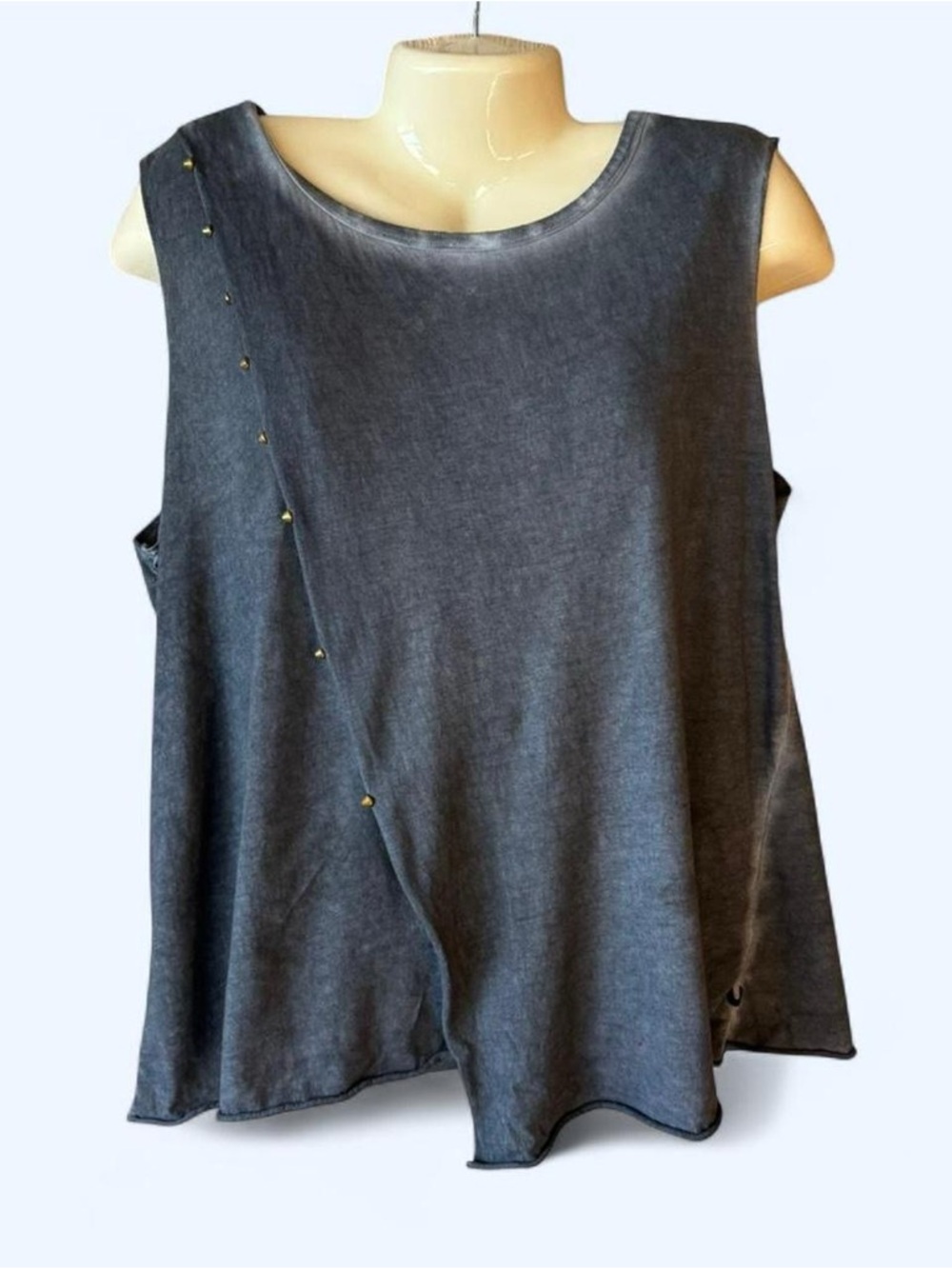 True Religion Washed Charcoal Stud-Accent Tank Top